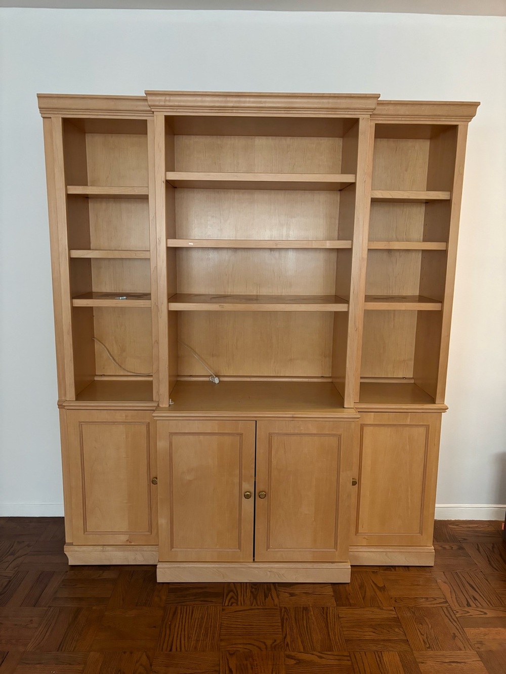 Custom Made Wooden 3-Piece Bookcase/Storage Cabinet - Light Natural Finish